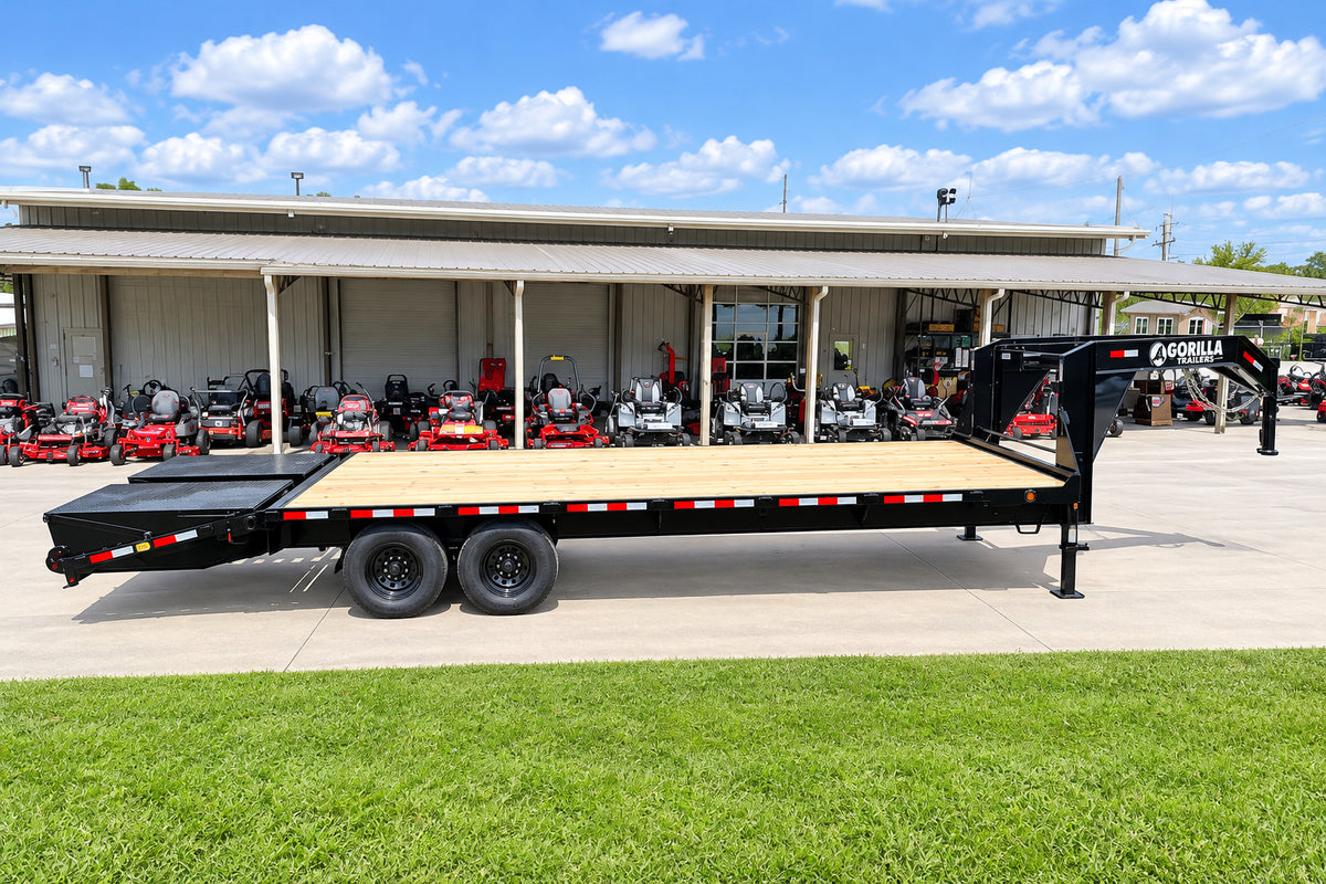 8.5x25 IBeam Gooseneck Deckover Trailer (2) 7K Axles King Kong Ramps 14K GVWR - SLE Equipment - 7