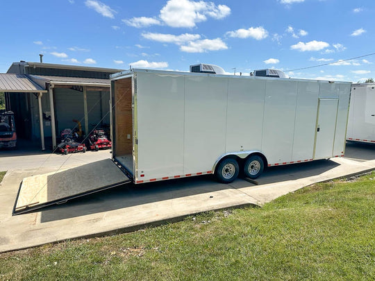 8.5x24 V-Nose Tandem Enclosed Trailer with Elect Pkg A/C and Cabinets