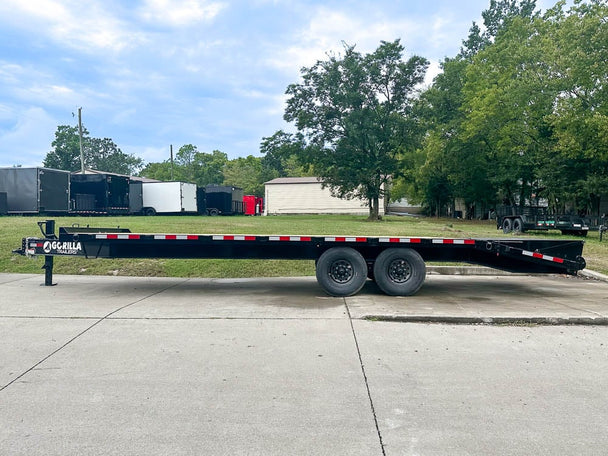 8.5x25 IBeam Deckover Dovetail Trailer (2) 7K Axles King Kong Ramps