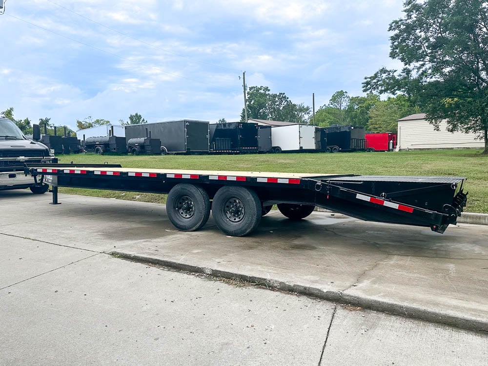 8.5x25 IBeam Deckover Dovetail Trailer (2) 7K Axles King Kong Ramps