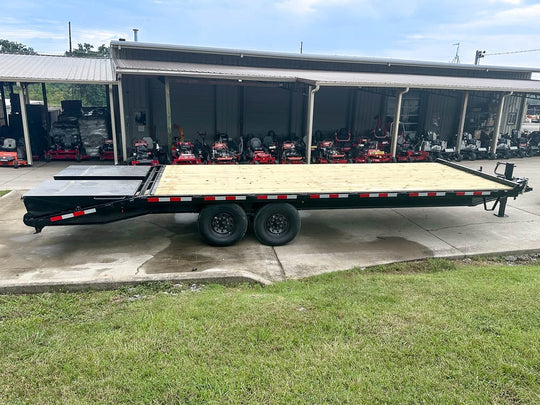 8.5x25 IBeam Deckover Dovetail Trailer (2) 7K Axles King Kong Ramps