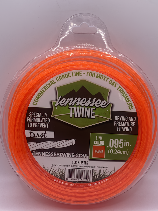 Tennessee Twine Trimmer Line .095 Orange Twist 1lb Spool Commercial Grade