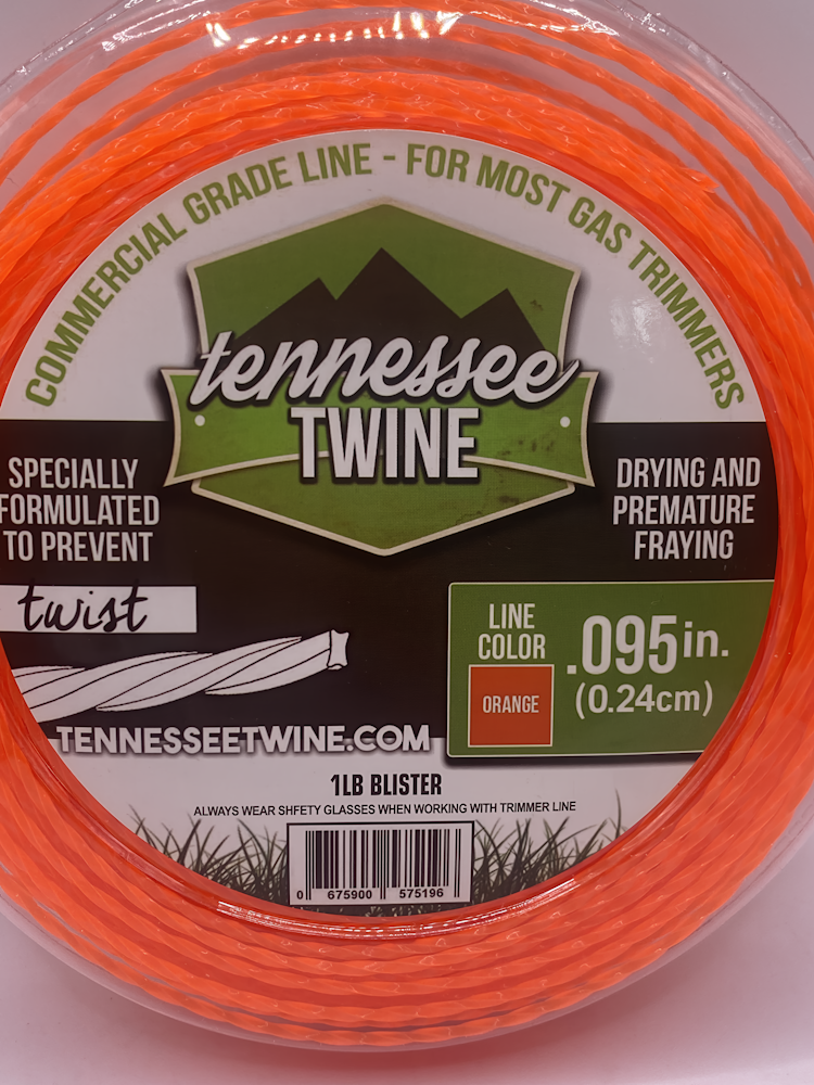 Tennessee Twine Trimmer Line .095 Orange Twist 1lb Spool Commercial Grade