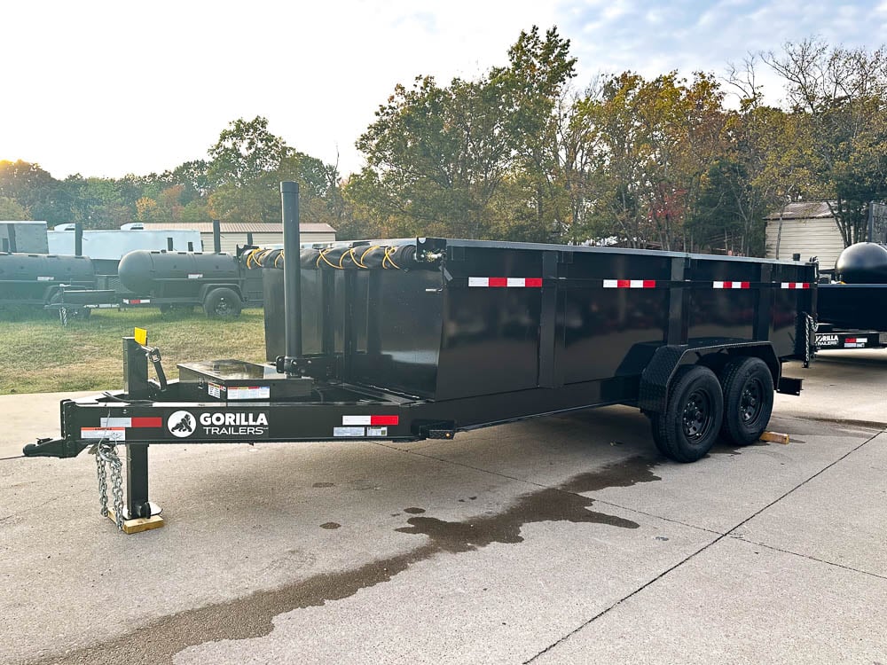 7x16 Gorilla Telescopic IBeam Dump Trailer with 3ft Sides (2) 7K Axles