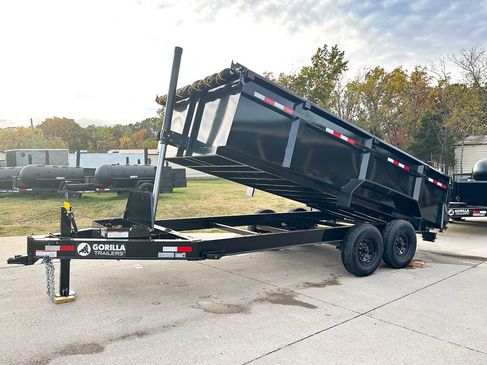 7x16 Gorilla Telescopic IBeam Dump Trailer with 3ft Sides (2) 7K Axles