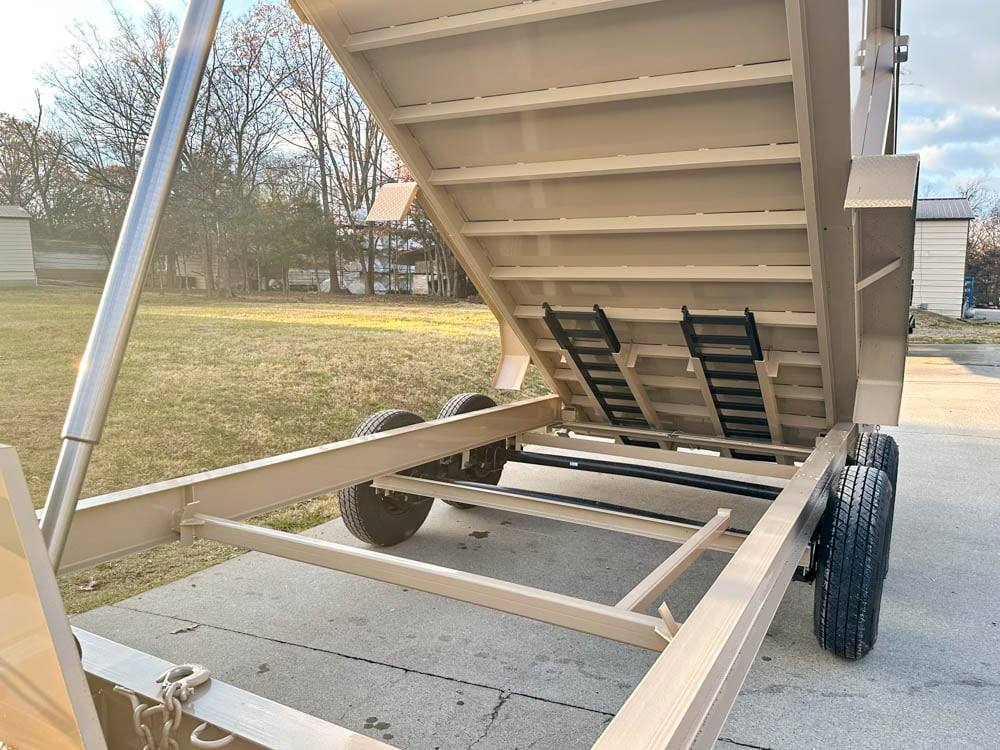 7x16 Gorilla Tan Telescopic IBeam Dump Trailer 4ft Sides (2) 7K Axles