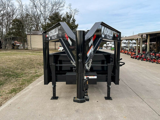 7x16 Gorilla Telescopic Gooseneck IBeam Dump Trailer 2ft Sides (2) 7K Axles