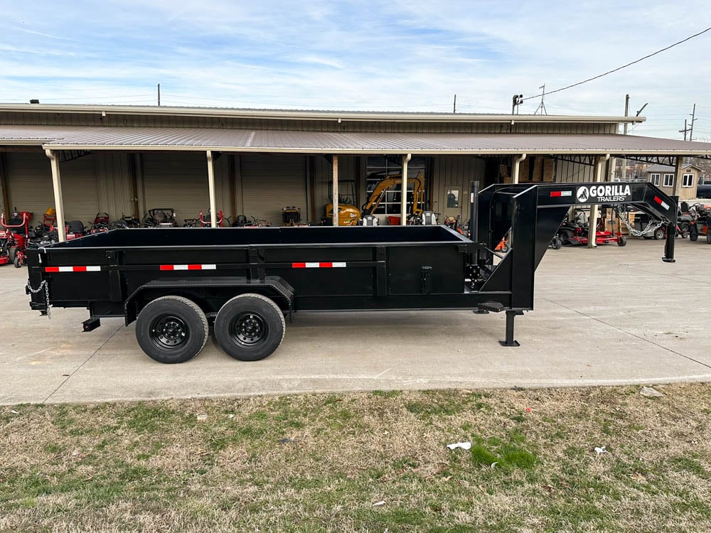 7x16 Gorilla Telescopic Gooseneck IBeam Dump Trailer 2ft Sides (2) 7K Axles