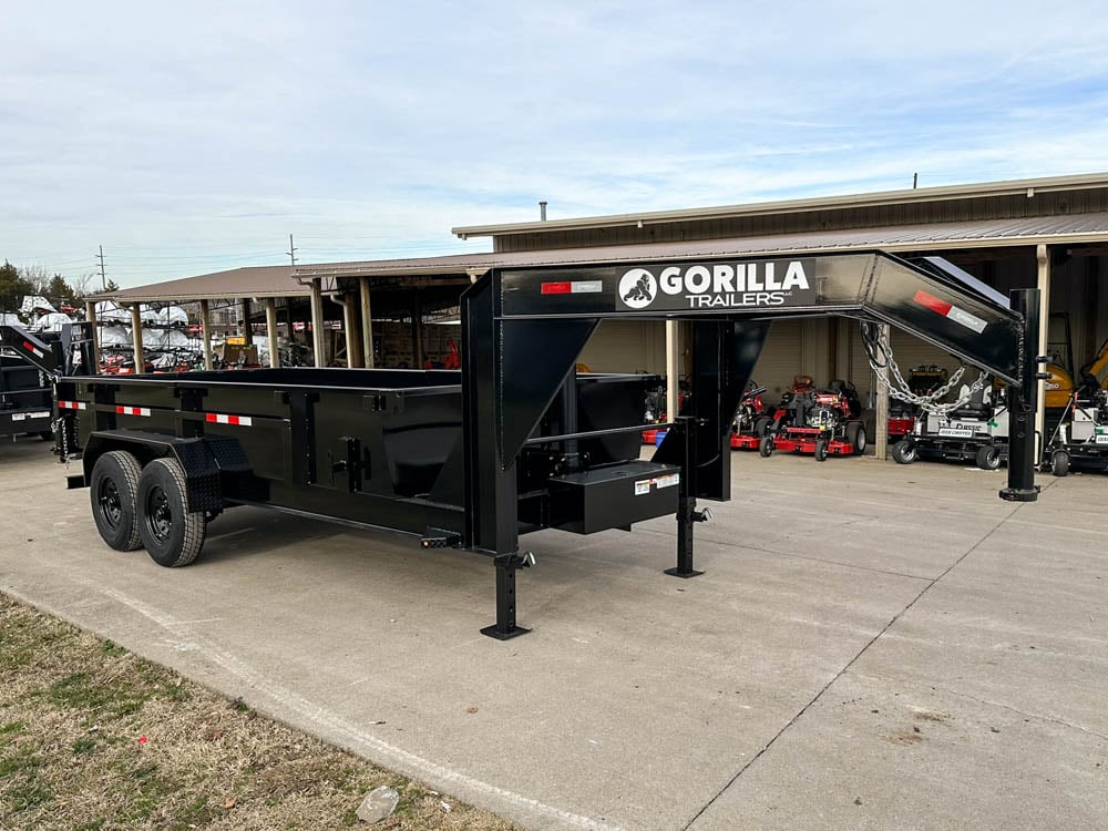 7x16 Gorilla Telescopic Gooseneck IBeam Dump Trailer 2ft Sides (2) 7K Axles