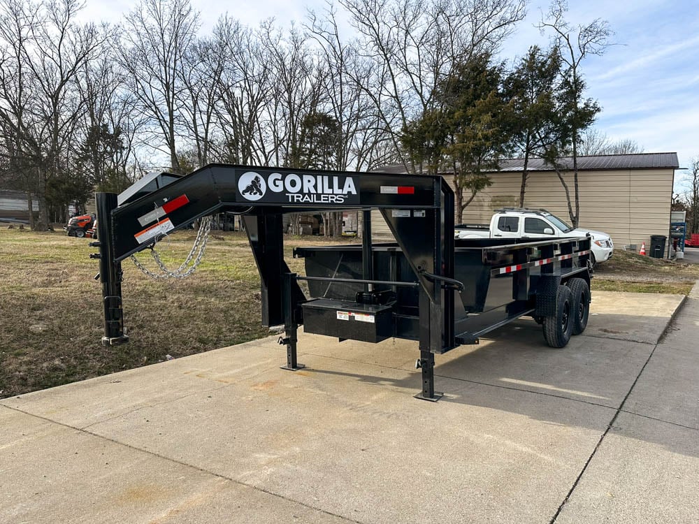 7x14 Gorilla Telescopic Gooseneck IBeam Dump Trailer 2ft Sides (2) 7K Axles