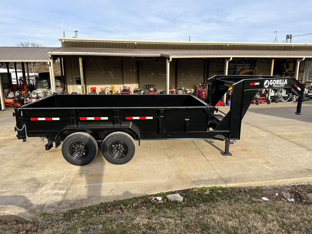 7x14 Gorilla Telescopic Gooseneck IBeam Dump Trailer 2ft Sides (2) 7K Axles