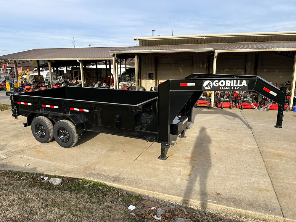 7x14 Gorilla Telescopic Gooseneck IBeam Dump Trailer 2ft Sides (2) 7K Axles