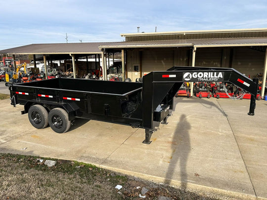 7x14 Gorilla Telescopic Gooseneck IBeam Dump Trailer 2ft Sides (2) 7K Axles