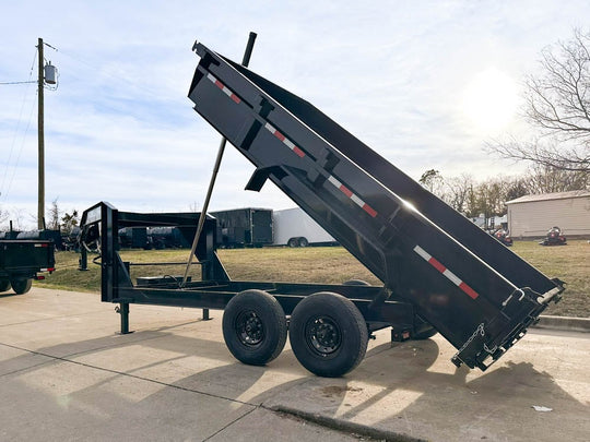 7x14 Gorilla Telescopic Gooseneck IBeam Dump Trailer 2ft Sides (2) 7K Axles