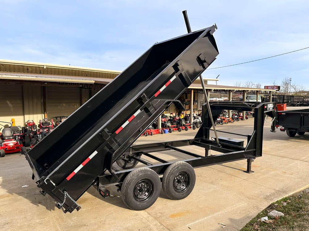 7x14 Gorilla Telescopic Gooseneck IBeam Dump Trailer 2ft Sides (2) 7K Axles