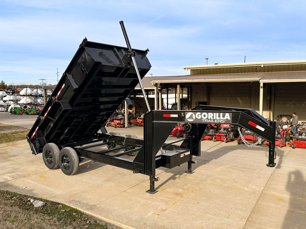 7x14 Gorilla Telescopic Gooseneck IBeam Dump Trailer 2ft Sides (2) 7K Axles