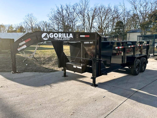 7x14 Gorilla Telescopic Gooseneck IBeam Dump Trailer 3ft Sides (2) 7K Axles - SLE Equipment - 2