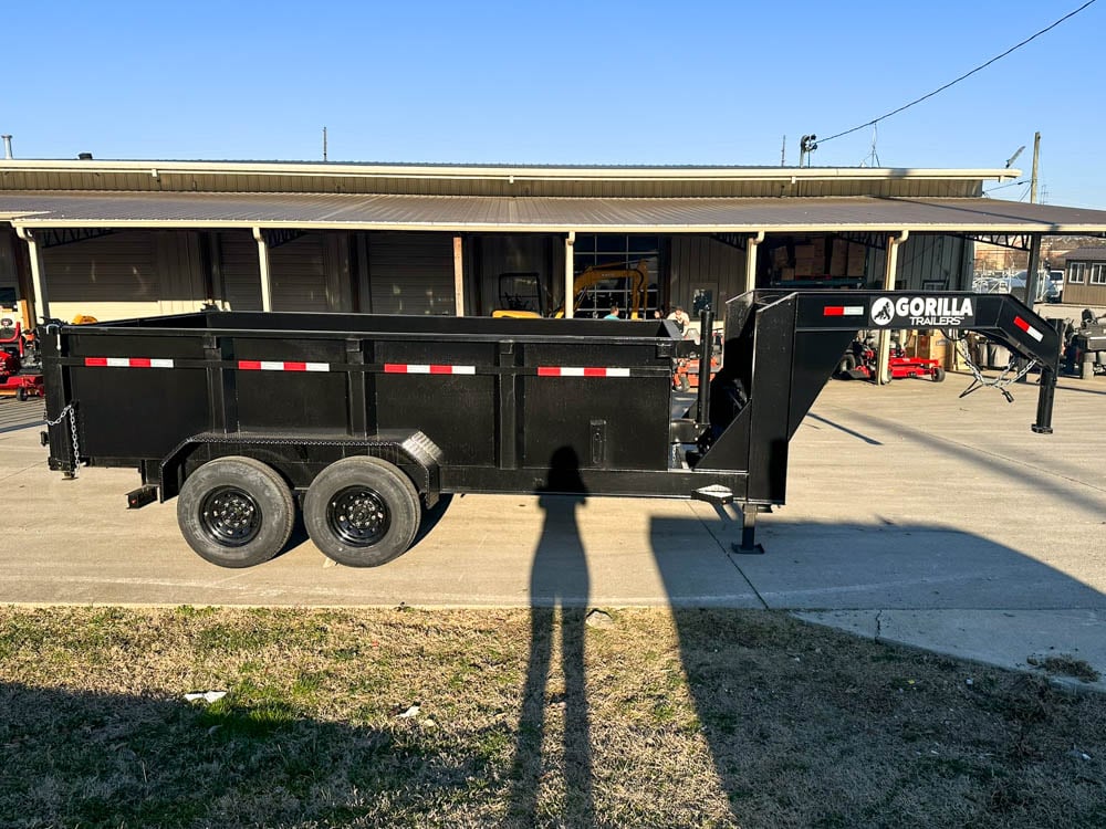 7x14 Gorilla Telescopic Gooseneck IBeam Dump Trailer 3ft Sides (2) 7K Axles