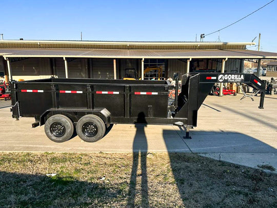 7x14 Gorilla Telescopic Gooseneck IBeam Dump Trailer 3ft Sides (2) 7K Axles - SLE Equipment - 5