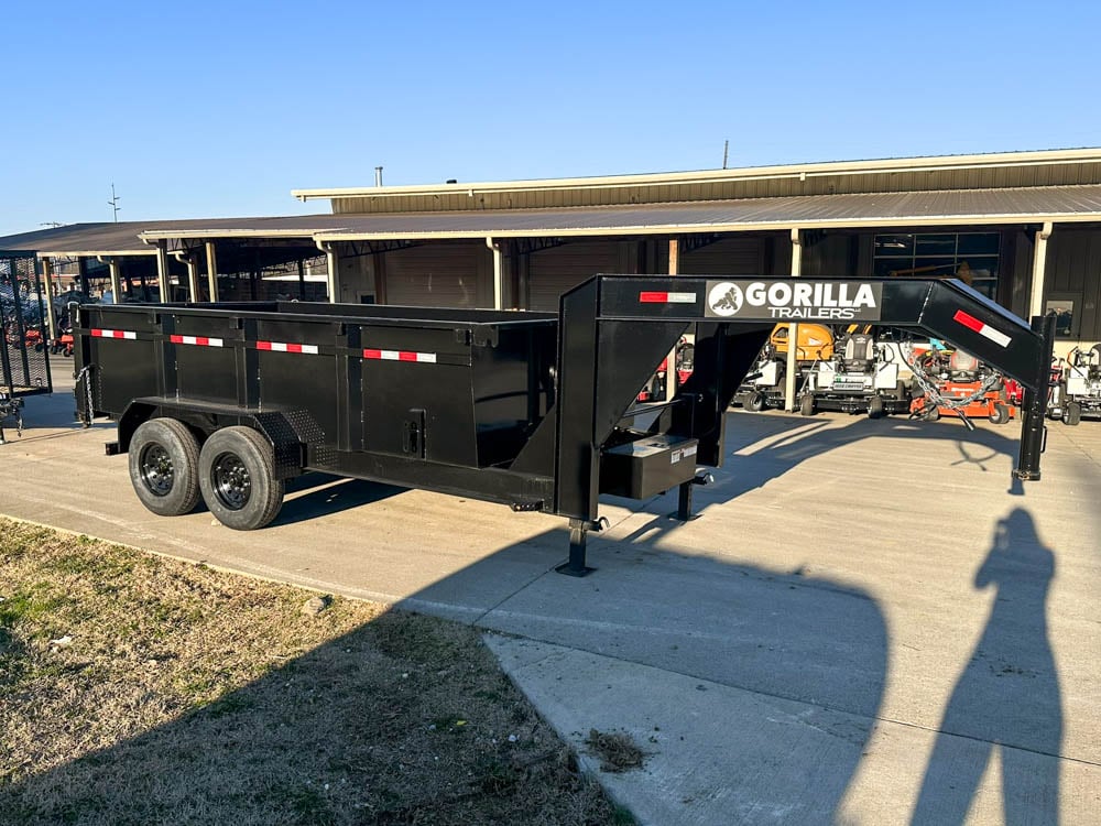 7x14 Gorilla Telescopic Gooseneck IBeam Dump Trailer 3ft Sides (2) 7K Axles