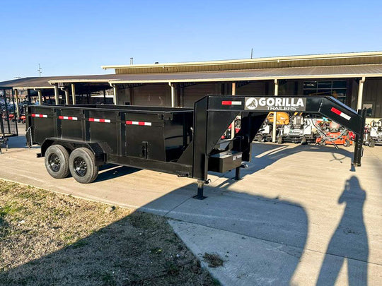 7x14 Gorilla Telescopic Gooseneck IBeam Dump Trailer 3ft Sides (2) 7K Axles - SLE Equipment - 7