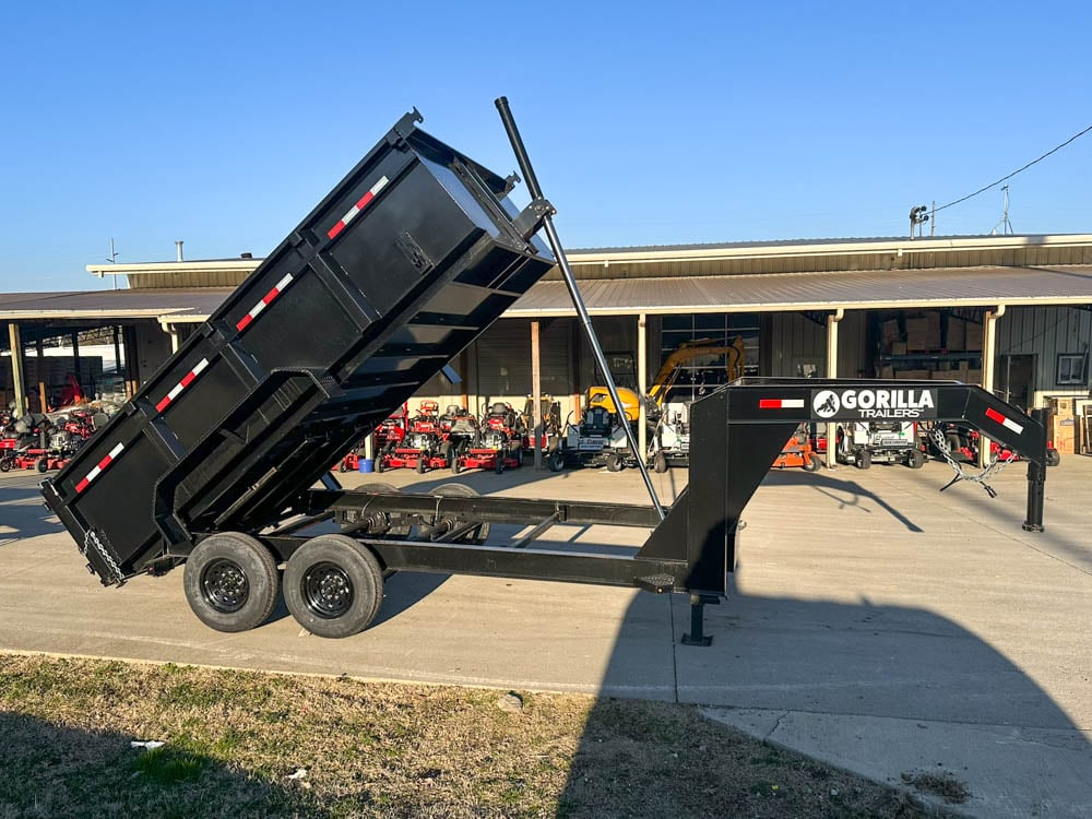 7x14 Gorilla Telescopic Gooseneck IBeam Dump Trailer 3ft Sides (2) 7K Axles