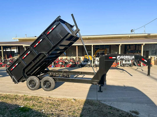 7x14 Gorilla Telescopic Gooseneck IBeam Dump Trailer 3ft Sides (2) 7K Axles - SLE Equipment - 13