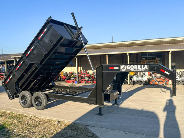 7x14 Gorilla Telescopic Gooseneck IBeam Dump Trailer 3ft Sides (2) 7K Axles