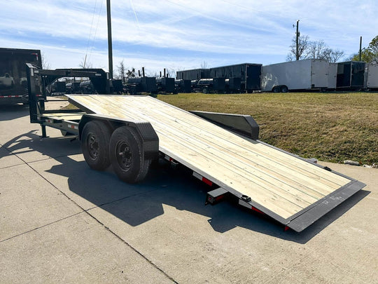 7x22 Gooseneck Tilt Car Hauler Trailer (2) 7K Drop Axles with Brakes