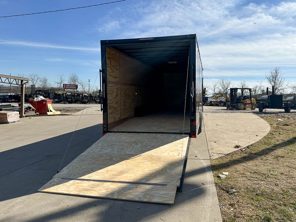 8.5x28 Black V-Nose Enclosed Trailer with Blackout Pkg (2) 7K Axles