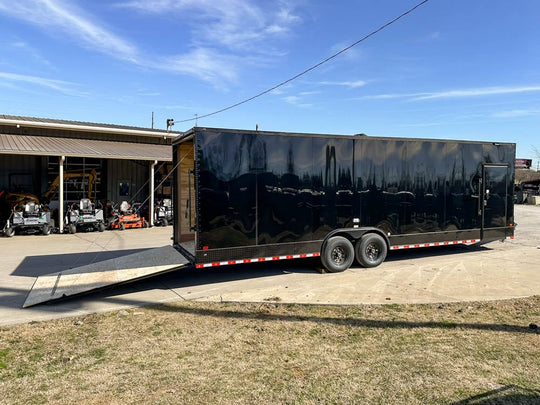 8.5x28 Black V-Nose Enclosed Trailer with Blackout Pkg (2) 7K Axles