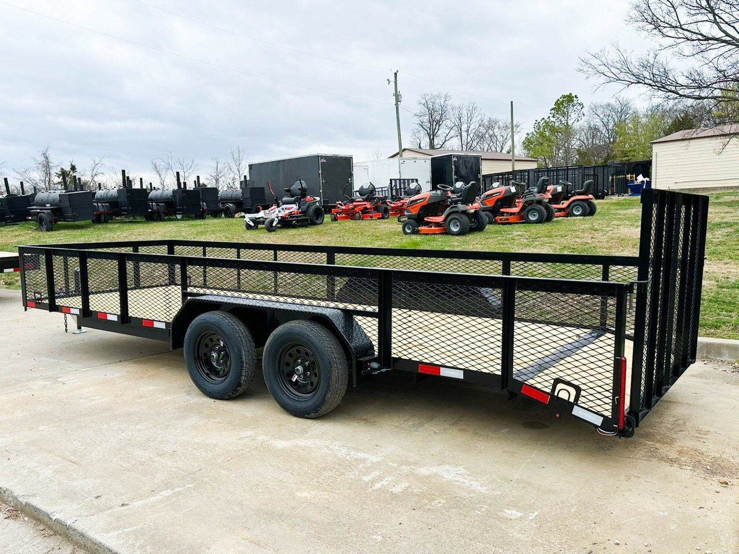 6.4'x20' with 2' Mesh Dovetail Utility Trailer (2) 3500lb Axles