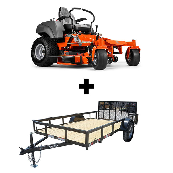 Husqvarna MZ48 48" Zero Turn Lawn Mower 23 HP Kawasaki and 5x10 Utility Trailer Package