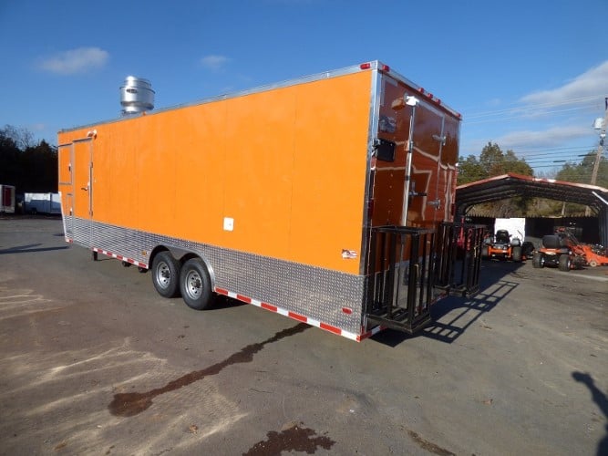 8.5' x 34' Orange Catering Event Concession Food Trailer