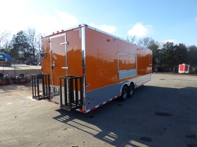 8.5' x 34' Orange Catering Event Concession Food Trailer