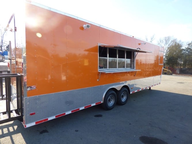 8.5' x 34' Orange Catering Event Concession Food Trailer