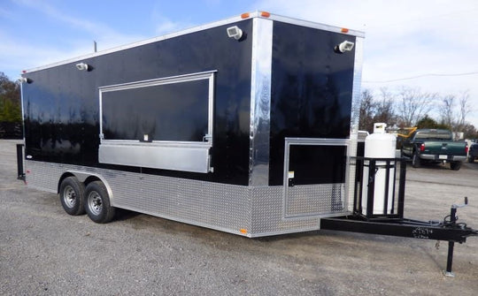 8.5' x 20' Concession Food Trailer Black Event Catering