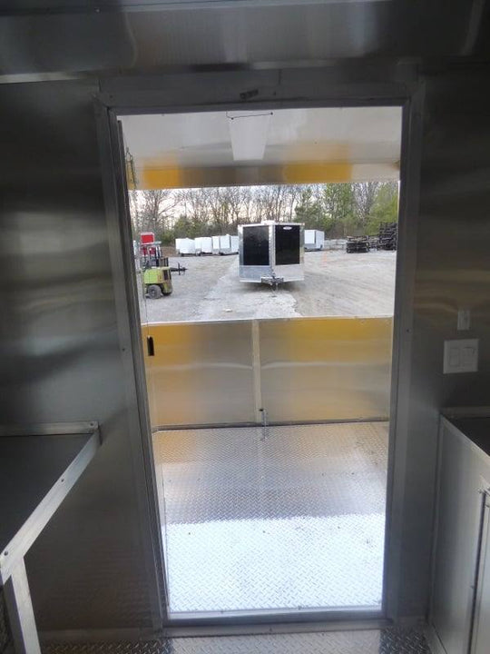Concession Trailer 8.5'x14' Yellow - Smoker BBQ Catering Event - SLE Equipment - 2