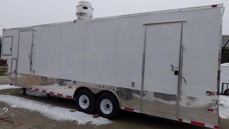 8.5' x 34' White Catering Event Concession Food Trailer