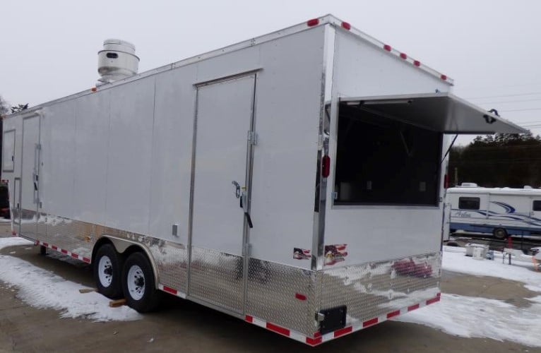 8.5' x 34' White Catering Event Concession Food Trailer