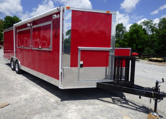 8.5' x 24' Concession Food Trailer Red Smoker Concession