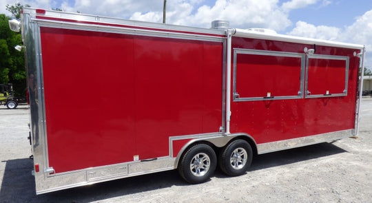 8.5' x 24' Concession Food Trailer Red Smoker Concession