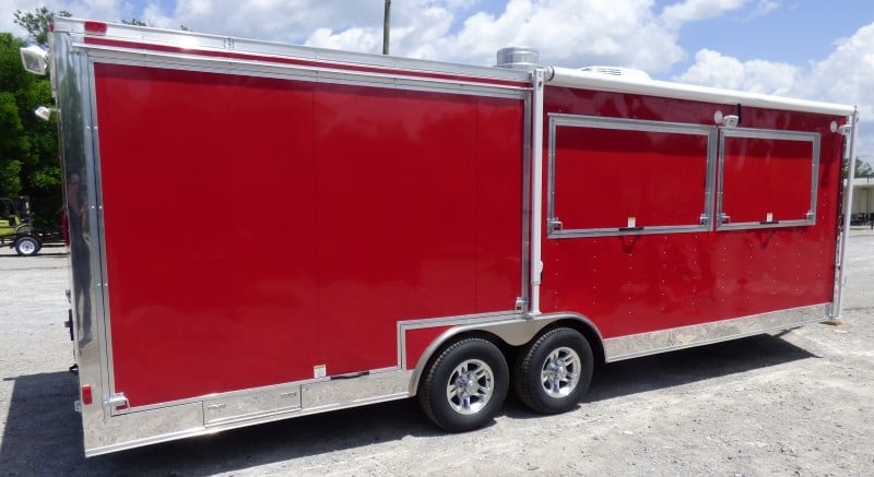 8.5' x 24' Concession Food Trailer Red Smoker Concession