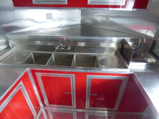 8.5' x 24' Concession Food Trailer Red Smoker Concession