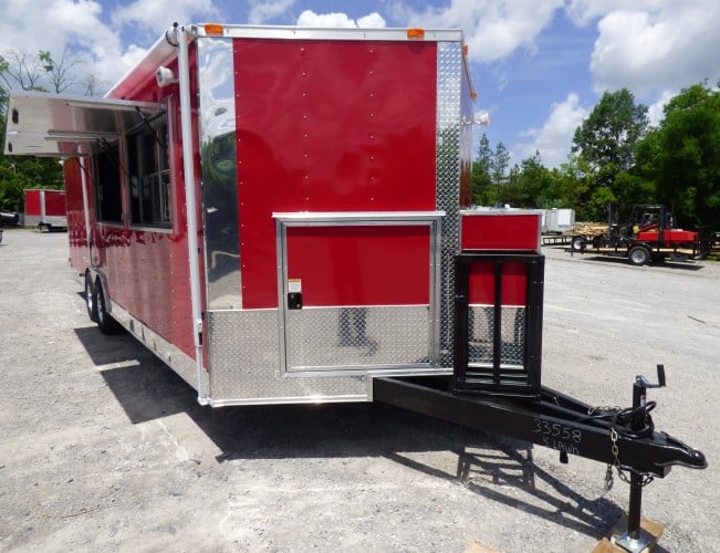 8.5' x 24' Concession Food Trailer Red Smoker Concession