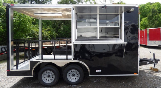 8.5' x 14' Black Concession Food Trailer Catering Event