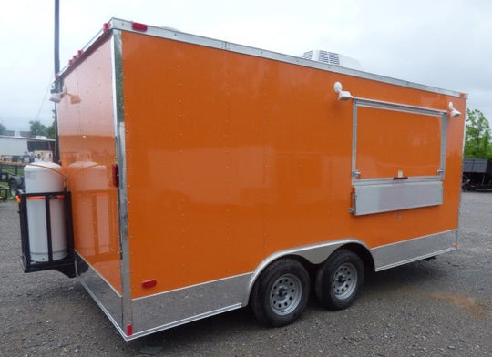 8.5' x 16' Orange Event Catering Concession Food Trailer