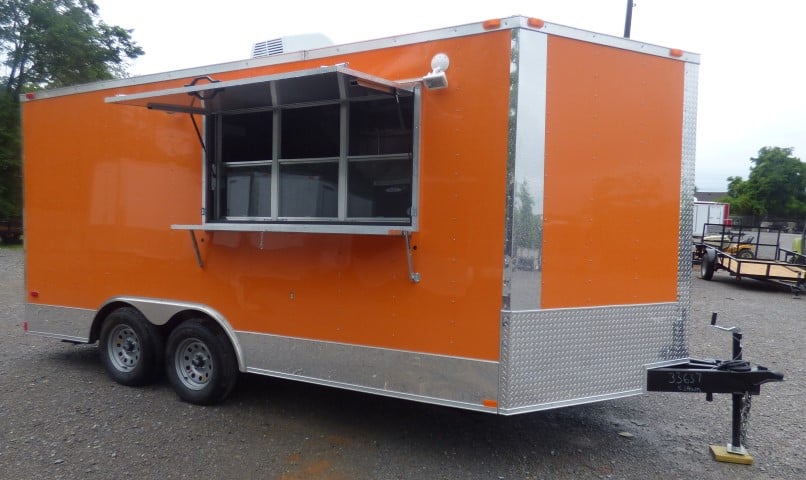 8.5' x 16' Orange Event Catering Concession Food Trailer