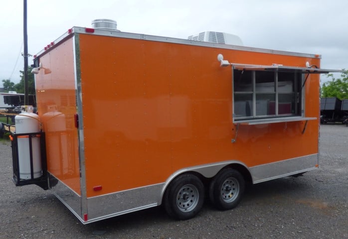 8.5' x 16' Orange Event Catering Concession Food Trailer