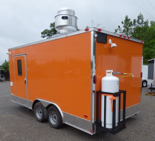 8.5' x 16' Orange Event Catering Concession Food Trailer